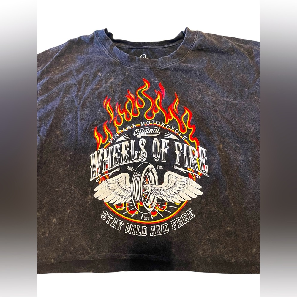 🌼💙Organic Generation Black Graphic Tee with Flames